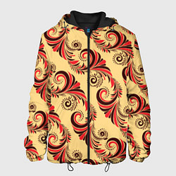 Куртка с капюшоном мужская Винтажный растительный орнамент, цвет: 3D-черный