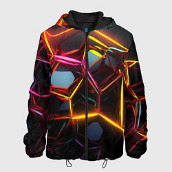 Куртка с капюшоном мужская Неоновые трубки абстракция, цвет: 3D-черный