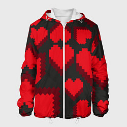 Куртка с капюшоном мужская Pixel hearts, цвет: 3D-белый