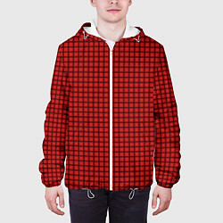 Куртка с капюшоном мужская Мелкая красная клетка, цвет: 3D-белый — фото 2