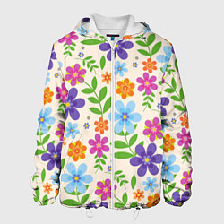 Куртка с капюшоном мужская Цветочное царство, цвет: 3D-белый