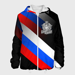 Куртка с капюшоном мужская Пограничные войска - флаг РФ, цвет: 3D-белый