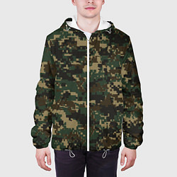 Куртка с капюшоном мужская Зелено - коричневый камуфляж, цвет: 3D-белый — фото 2