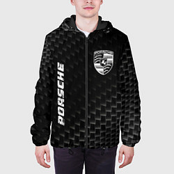 Куртка с капюшоном мужская Porsche карбоновый фон, цвет: 3D-черный — фото 2