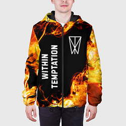 Куртка с капюшоном мужская Within Temptation и пылающий огонь, цвет: 3D-черный — фото 2