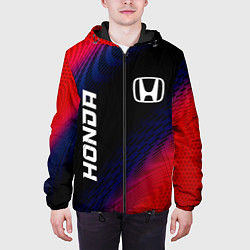 Куртка с капюшоном мужская Honda красный карбон, цвет: 3D-черный — фото 2