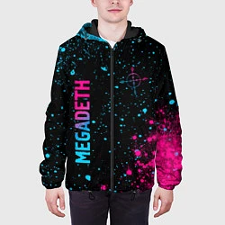 Куртка с капюшоном мужская Megadeth - neon gradient: надпись, символ, цвет: 3D-черный — фото 2