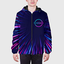 Куртка с капюшоном мужская Nissan neon speed lines, цвет: 3D-черный — фото 2