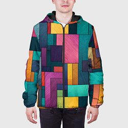 Куртка с капюшоном мужская Современные геометрические фигуры, цвет: 3D-черный — фото 2