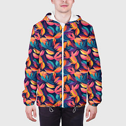 Куртка с капюшоном мужская Россыпь разноцветных лепестков, цвет: 3D-белый — фото 2