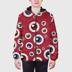 Куртка с капюшоном мужская Множество жутких глаз, цвет: 3D-черный — фото 2