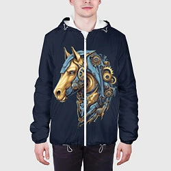 Куртка с капюшоном мужская Механический конь, цвет: 3D-белый — фото 2