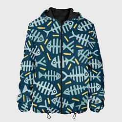Куртка с капюшоном мужская Рыбы скелетоны, цвет: 3D-черный