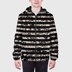 Куртка с капюшоном мужская В полоску с ахегао, цвет: 3D-черный — фото 2