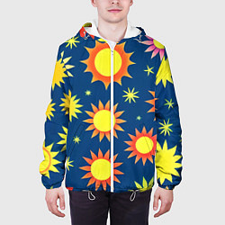 Куртка с капюшоном мужская Цветы солнца, цвет: 3D-белый — фото 2
