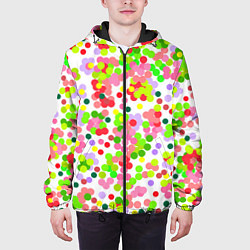 Куртка с капюшоном мужская Разноцветное конфетти на белом, цвет: 3D-черный — фото 2
