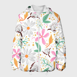 Куртка с капюшоном мужская Spring flowers, цвет: 3D-белый