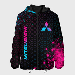 Мужская куртка Mitsubishi - neon gradient: надпись, символ