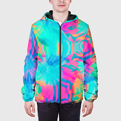 Куртка с капюшоном мужская Кислотный тай-дай: паттерн, цвет: 3D-черный — фото 2