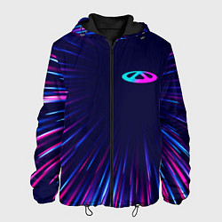 Куртка с капюшоном мужская Chery neon speed lines, цвет: 3D-черный