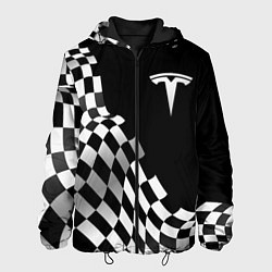 Куртка с капюшоном мужская Tesla racing flag, цвет: 3D-черный