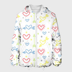 Куртка с капюшоном мужская Color hearts, цвет: 3D-белый