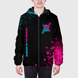 Куртка с капюшоном мужская Darling in the FranXX - neon gradient: надпись, си, цвет: 3D-черный — фото 2