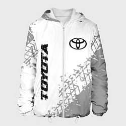 Мужская куртка Toyota speed на светлом фоне со следами шин: надпи