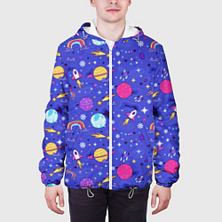 Куртка с капюшоном мужская Планеты и кометы, цвет: 3D-белый — фото 2