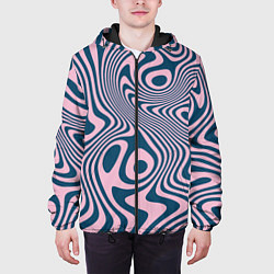 Куртка с капюшоном мужская Абстрактный размытый узор, цвет: 3D-черный — фото 2