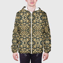 Куртка с капюшоном мужская Объемный золотой цветочный узор, цвет: 3D-белый — фото 2