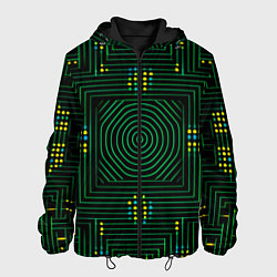 Куртка с капюшоном мужская Зелёная электросхема, цвет: 3D-черный