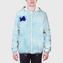 Куртка с капюшоном мужская Ледяное сердце и кошка любви, цвет: 3D-белый — фото 2