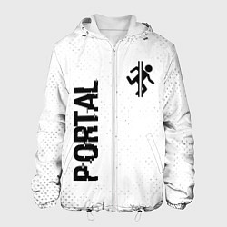 Куртка с капюшоном мужская Portal glitch на светлом фоне: надпись, символ, цвет: 3D-белый