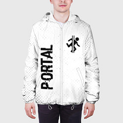 Куртка с капюшоном мужская Portal glitch на светлом фоне: надпись, символ, цвет: 3D-белый — фото 2