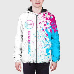 Куртка с капюшоном мужская Twenty One Pilots neon gradient style: по-вертикал, цвет: 3D-черный — фото 2
