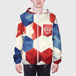 Куртка с капюшоном мужская Большие плиты герб России, цвет: 3D-белый — фото 2