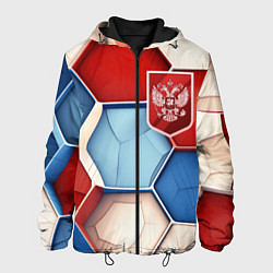 Куртка с капюшоном мужская Объемные плиты и герб России, цвет: 3D-черный