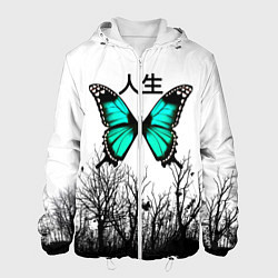 Мужская куртка С бабочкой на фоне японского иероглифа