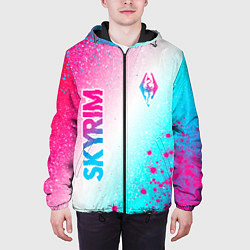 Куртка с капюшоном мужская Skyrim neon gradient style: надпись, символ, цвет: 3D-черный — фото 2