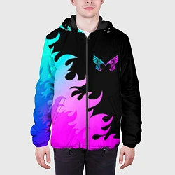 Куртка с капюшоном мужская Placebo неоновый огонь, цвет: 3D-черный — фото 2