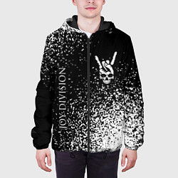 Куртка с капюшоном мужская Joy Division и рок символ на темном фоне, цвет: 3D-черный — фото 2