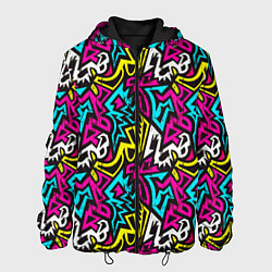 Куртка с капюшоном мужская Цветные зигзаги Colored zigzags, цвет: 3D-черный
