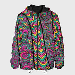 Куртка с капюшоном мужская Цветочно-бензиновый узор, цвет: 3D-черный