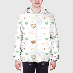 Куртка с капюшоном мужская Cute hearts, цвет: 3D-белый — фото 2