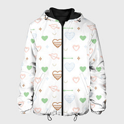 Куртка с капюшоном мужская Cute hearts, цвет: 3D-черный