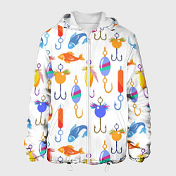 Куртка с капюшоном мужская Рыбалочка, цвет: 3D-белый