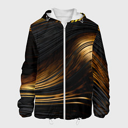 Куртка с капюшоном мужская Black gold waves, цвет: 3D-белый