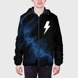Куртка с капюшоном мужская AC DC звуковая волна, цвет: 3D-черный — фото 2
