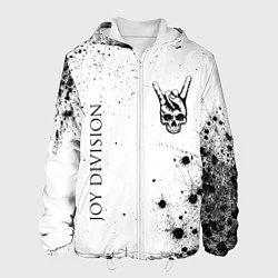 Куртка с капюшоном мужская Joy Division и рок символ на светлом фоне, цвет: 3D-белый